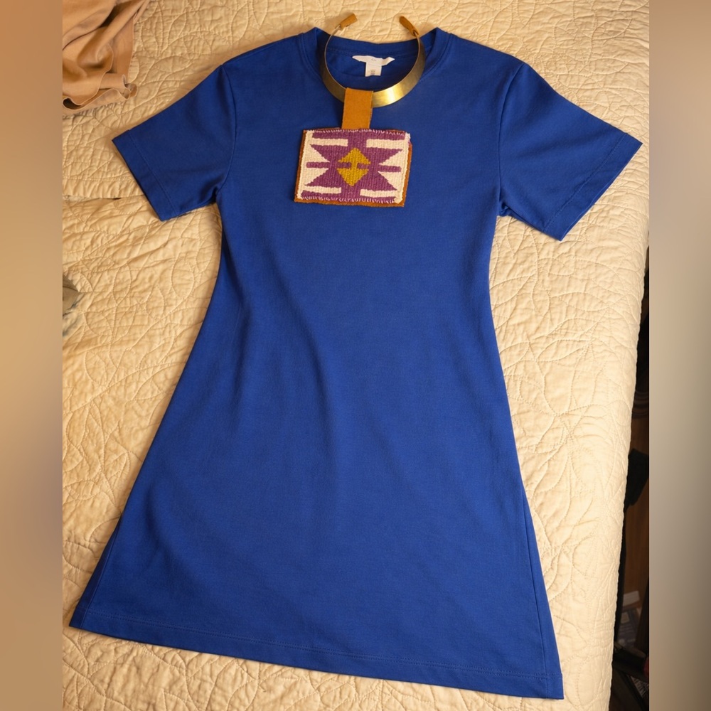 H&M Blue Defined Waist T Shirt Dress Sz XS